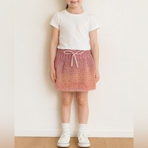 Handmade Pink Gradient Kids Crochet Skirt - Estimated Size 4-6X (Girls)